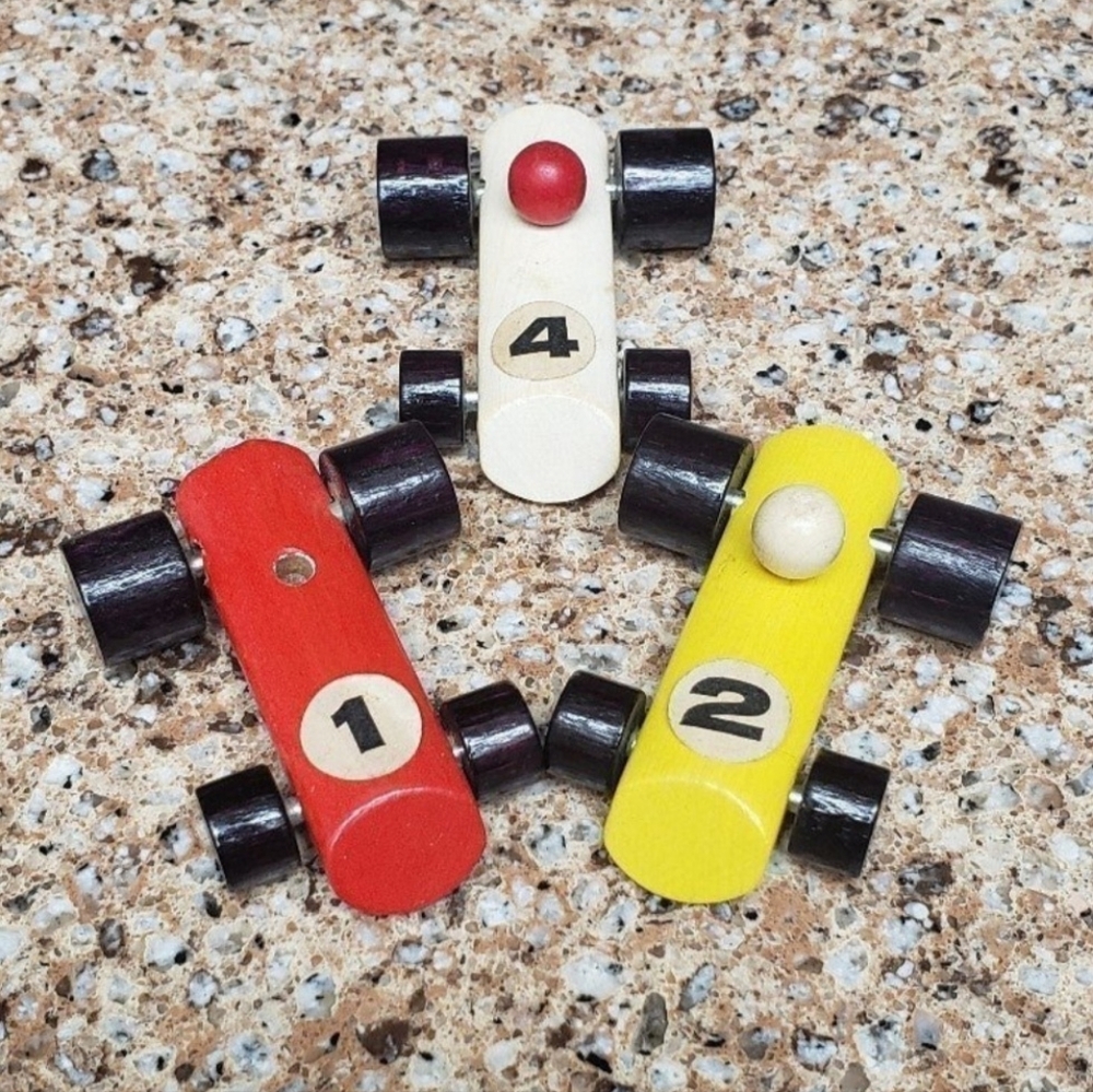 Vintage Wooden Race Car Toys Made In West Germany Set of 3 Rare